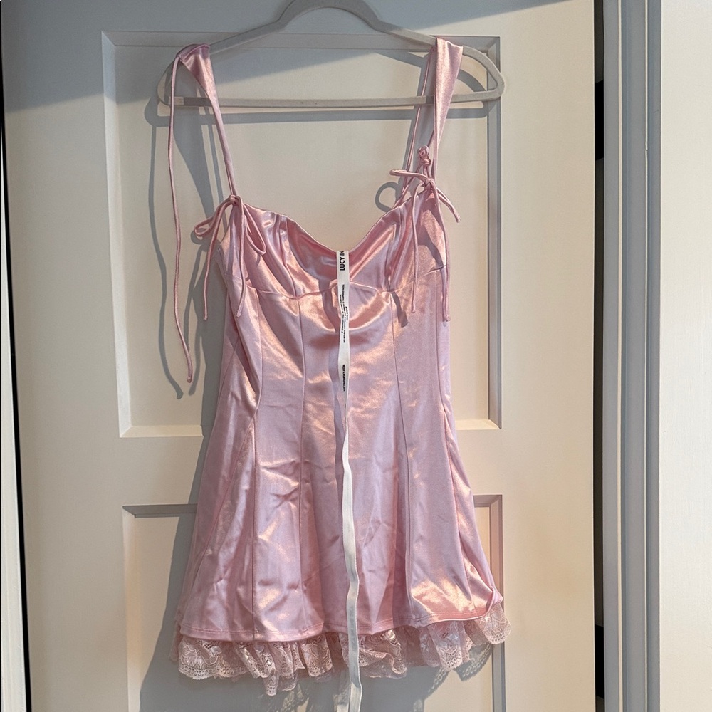 Elegant Pink Satin mini dress